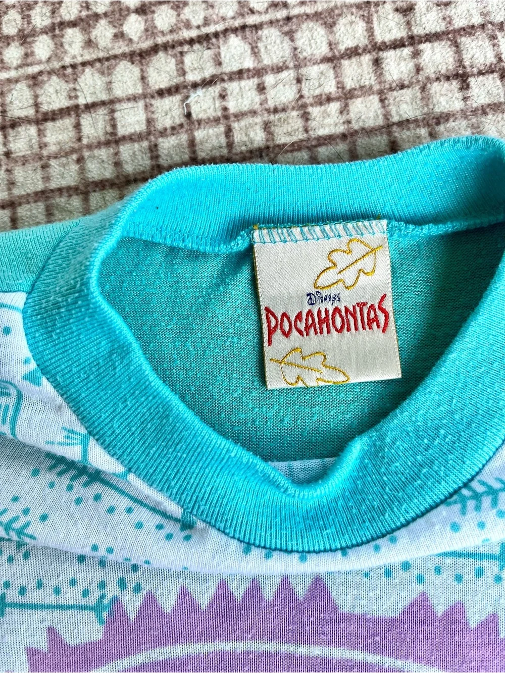 Vintage Pocahontas 90s Nightgown Long Dress Disney Teal White Used Size 10 L - Picture 3 of 10